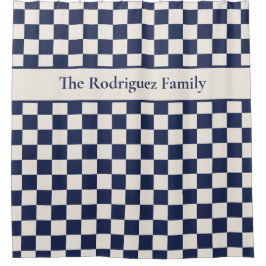 Dicke blaue Creme Prüfmuster mit Namen Duschvorhang