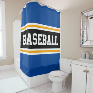 Dicke blaue, gelbe, weiße BASEBALL Streifen Duschvorhang