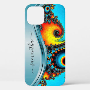 Dicke blaue Metallic handgeschriebene Monogramm Case-Mate iPhone Hülle