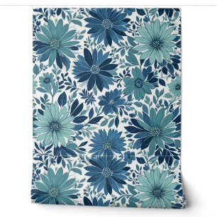 Dicke blaues botanisches Muster Tapete