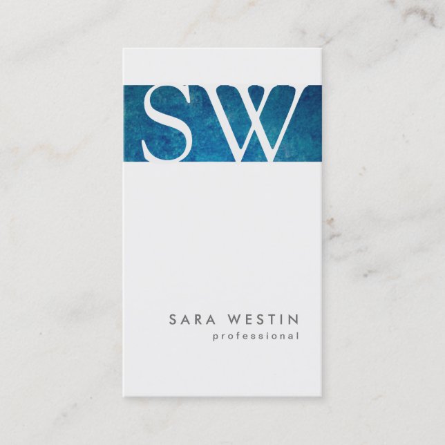 Dicke Blue Grunge Strip Monogram Business Card Visitenkarte (Vorderseite)
