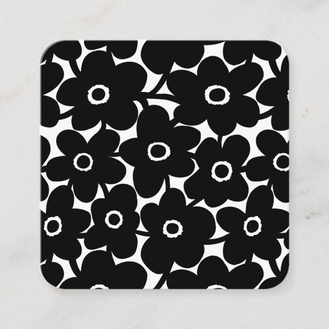 Dicke Blume - Schwarz und Weiß Quadratische Visitenkarte (Vorderseite)