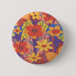 Dicke Bohemische Orange Garden Print Button