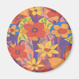 Dicke Bohemische Orange Garden Print Magnet