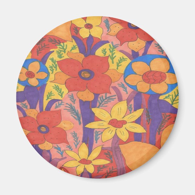 Dicke Bohemische Orange Garden Print Magnet (Vorne)