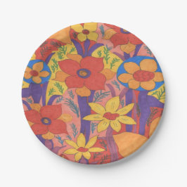 Dicke Bohemische Orange Garden Print Pappteller