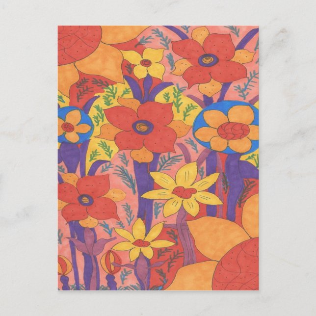 Dicke Bohemische Orange Garden Print Postkarte (Vorderseite)