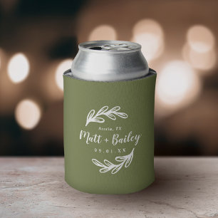 Dicke Branch Wedding Monogram Olive Green Dosenkühler