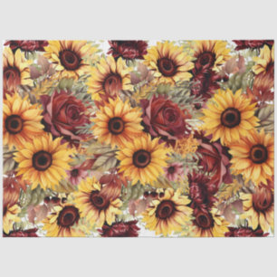 Dicke Burgundy & Sonnenblumen Blumendekoupage Seidenpapier