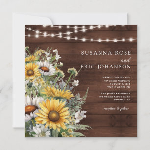 Dicke Country Sunflower Holzofenlampen Hochzeit Einladung