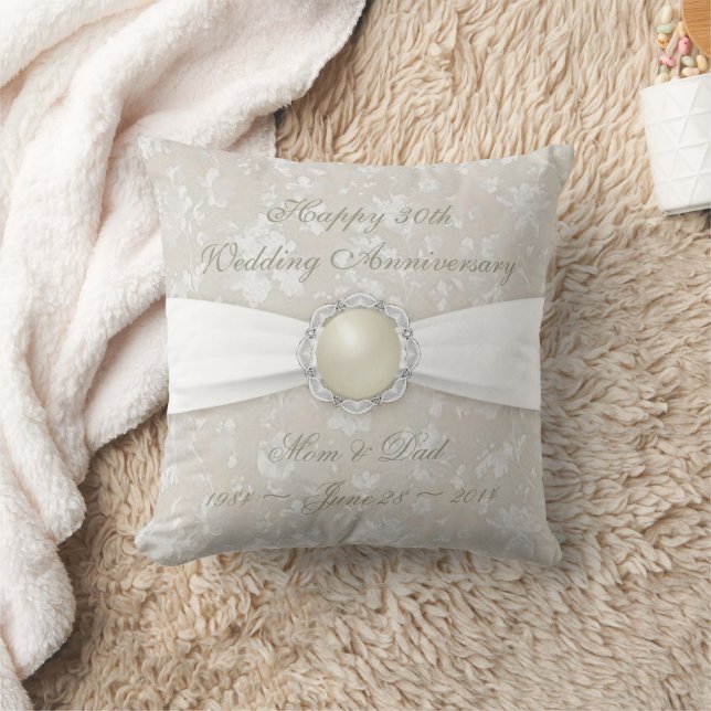 Dicke Damask 30. Hochzeit-Jubiläumswurzel Kissen (Decke)