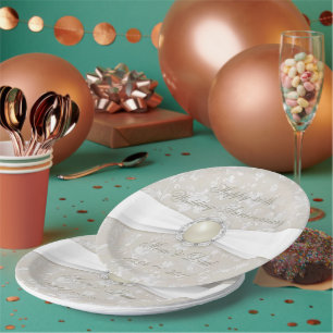 Dicke Damask 30. Jahrestags-Papierplatte Pappteller