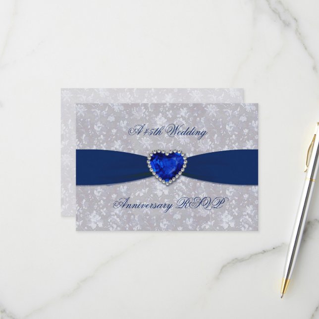 Dicke Damask 45-Jährige RSVP-Karte RSVP Karte (Vorderseite/Rückseite Beispiel)