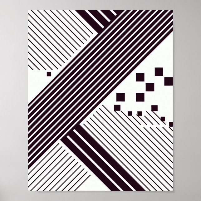 Dicke Diagonalstreifen mit geometrischen Quadraten Poster (Vorne)