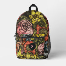Dicke dunkle Vintage Florals Rosa Monogramm