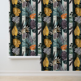 Dicke, dynamische vertikale Streifen mit Pflanze-B Tapete