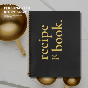 Dicke einfache schwarze und goldene Monogramm Leer Notizbuch