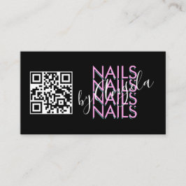 Dicke Eyelashes Salon Nails QR Code Pink Black  Visitenkarte