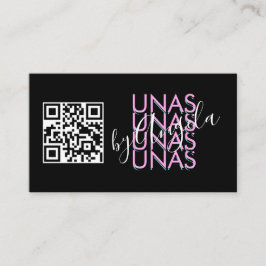 Dicke Eyelashes Salon Nails Unas QR Code Rosa Schw Visitenkarte