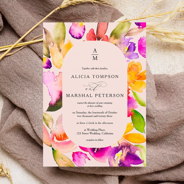 Dicke fallübergroße Foto-Hochzeit mit floralen Aqu Einladung (Von Creator hochgeladen)