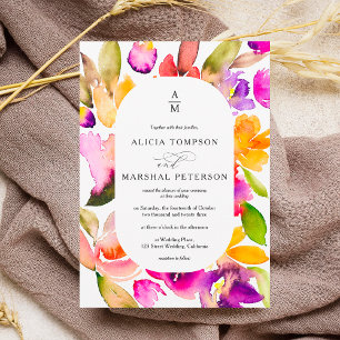Dicke fallübergroße Foto-Hochzeit mit floralen Aqu Einladung