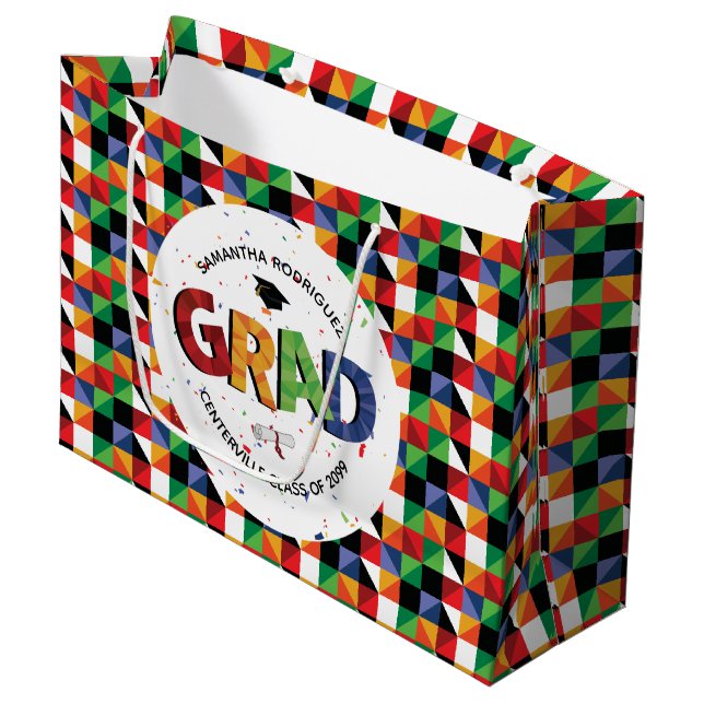 Dicke Farbe Muster Grad Große Geschenktüte (Vorderseite Schrägansicht)