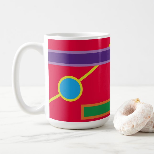 Dicke Farben Geometrische digitale Kunst Kaffeetasse (Mit Donut)