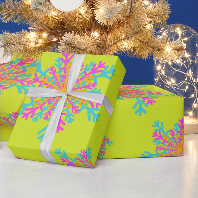 Dicke, farbenfrohe Schneeflocken Moderne Weihnacht Geschenkpapier (Feiertage)