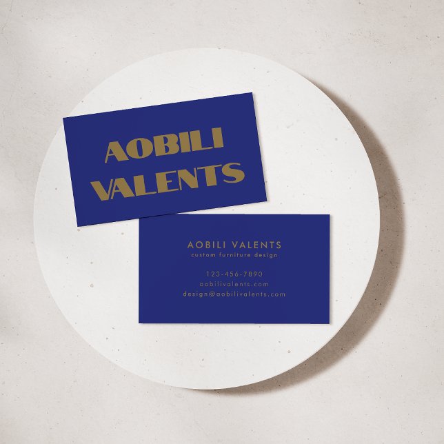 Dicke farbige Retro Typografie Blue Gold Creative Visitenkarte (Von Creator hochgeladen)