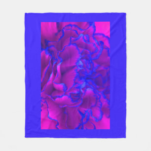 Dicke Fuschia Pink und Blue Carnation Blume Fleecedecke
