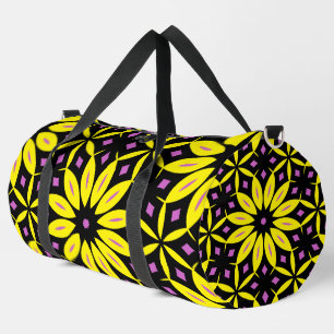 Dicke gelbe geometrische Retro-Blume Duffle Bag