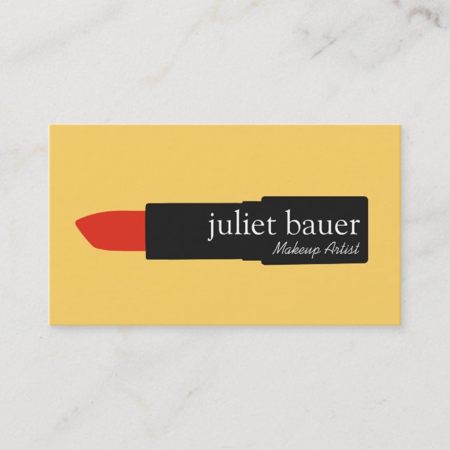 Dicke gelbe Moderne Makeup Künstler Lipstick Beaut Visitenkarte (Vorderseite)