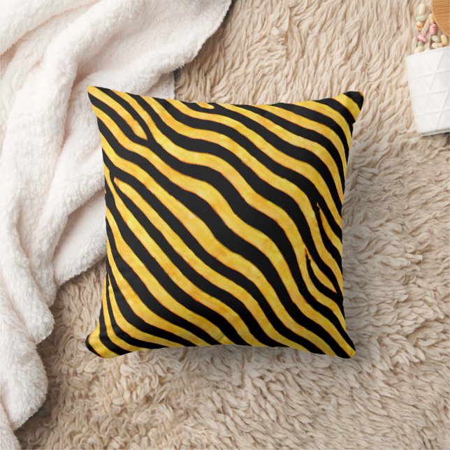 Dicke gelbe und schwarze Wellen Kissen (Decke)