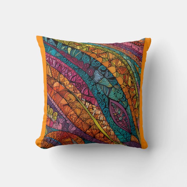 Dicke Geometrie in Orange, Lila, Blau Kissen (Vorderseite)
