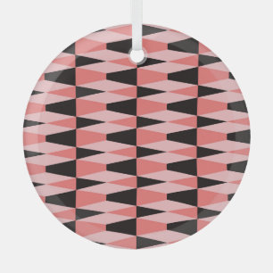 Dicke geometrisch schwarz rosa Muster Ornament Aus Glas
