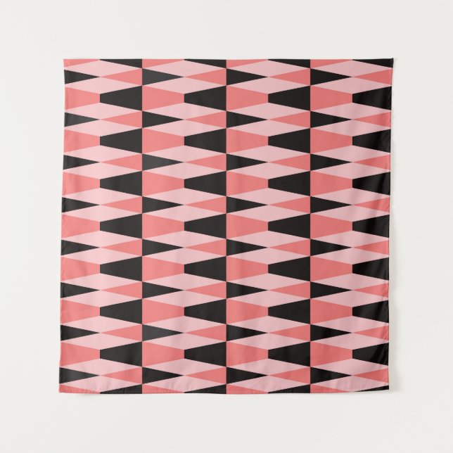 Dicke geometrisch schwarz rosa Muster Wandteppich (Vorderseite)