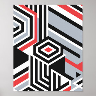 Dicke geometrische Maske mit Streifen Poster