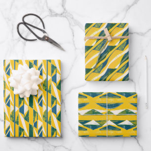 Dicke geometrische Mitte des Jahrhunderts Modernes Geschenkpapier Set