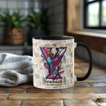 Dicke geometrische Monogramm-Tasse - Y für Yannick