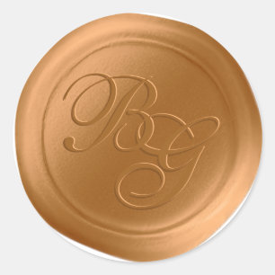 Dicke Gold Script Double Monogram Wax Siegel Stick Runder Aufkleber