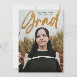 Dicke Goldfolie Brush Grad Moderne Foto Universitä Ankündigung