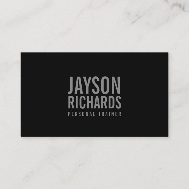 Dicke Grau/Schwarz Personal Trainer Business Card Visitenkarte (Vorderseite)