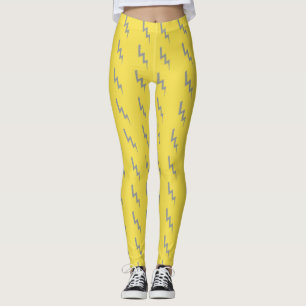 Dicke graue Blitze auf Gelb Leggings