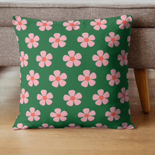 Dicke grüne und rosa Blume Tropischer Whimsischer  Kissen
