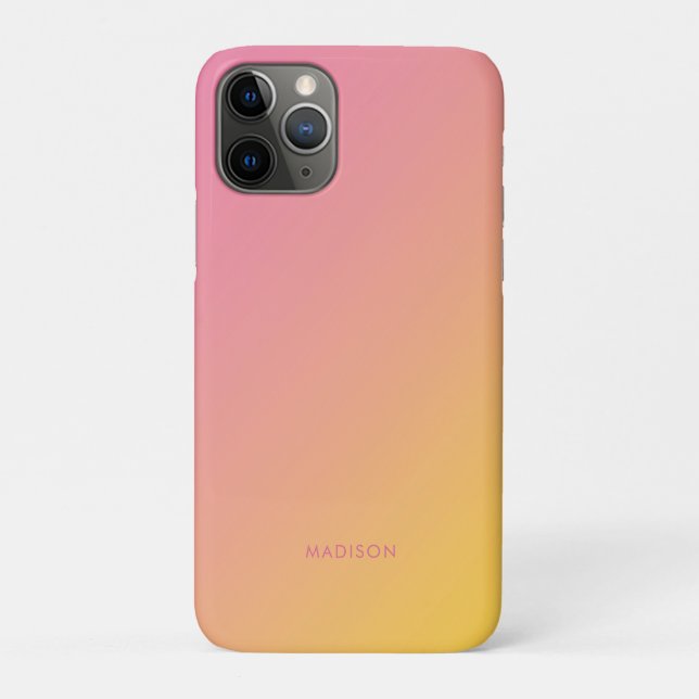 Dicke, hellrosa, gelbgelbe Gradient Ombré Case-Mate iPhone Hülle (Rückseite)