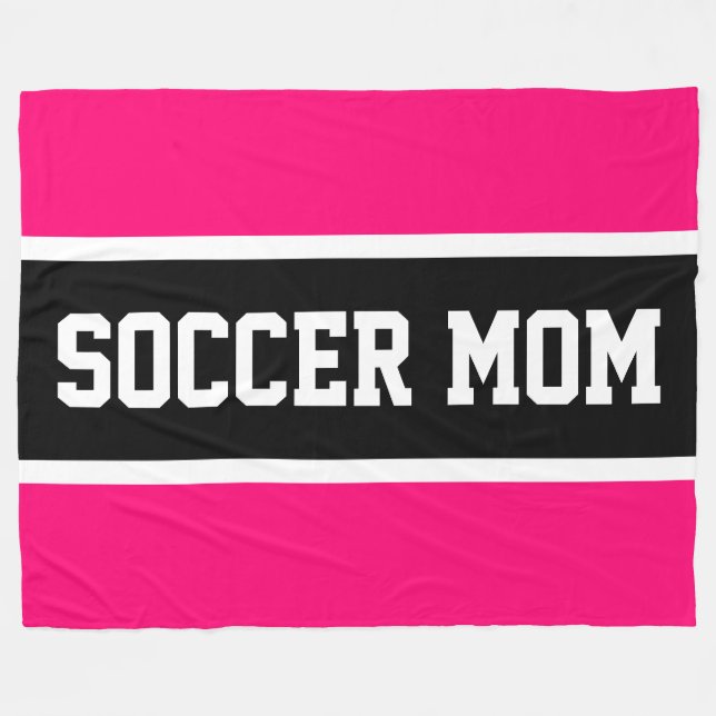 Dicke, hellrosa, Schwarz-weiße SOCCER-MAMA Streife Fleecedecke (Vorderseite (Horizontal))