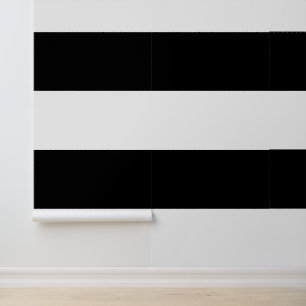 Dicke horizontale schwarze und weiße Streifen Tapete