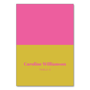 Dicke, Hot Pink, Gelbe Platzkarte Tischnummer