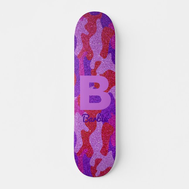 Dicke Hot Pink Rot & Lila Glitzer Camouflage Camou Skateboard (Vorne)