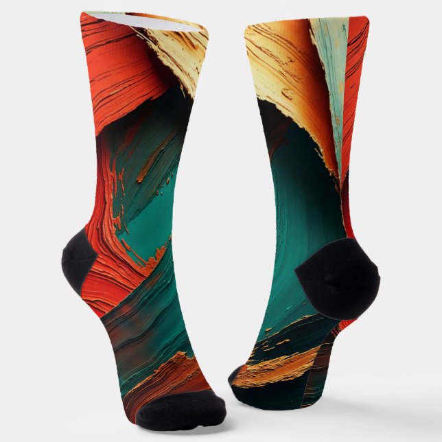 Dicke Impasto-Öl gemalte Abstraktion Socken (Gewinkelt)